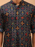 Men's Blue Printed Rayon Kurta With Pant Set